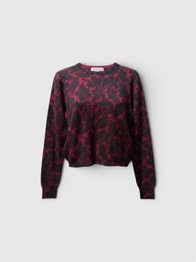 Jones New York Lambswool Angora Blend damask Pattern Pullover Sweater